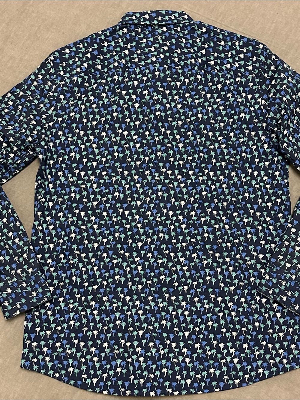 Johnston & Murphy Navy Palm-Print Button-Down Shirt - Picture 6 of 8